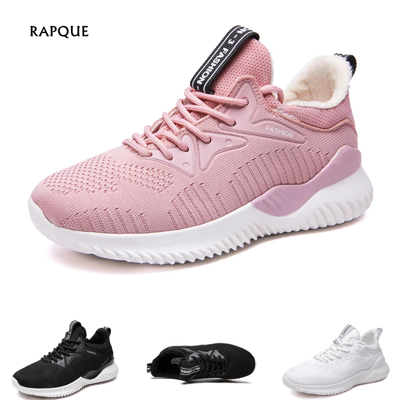 

Women's Pink Winter Sneakers Women with Fur Warm Plush Shoes Woman Winter Shoes for Girls Female Walking Sneakers Femme Ladies