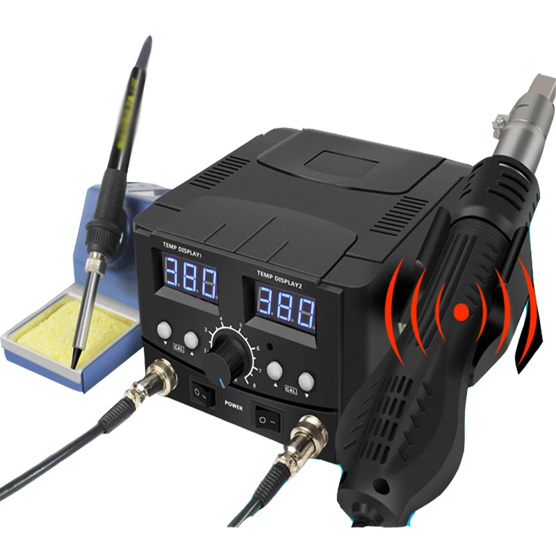 Double Digital Display Adjustable Temperature Hot Air Gun Dismantling Welding Platform Constant Temperature Electric Soldering
