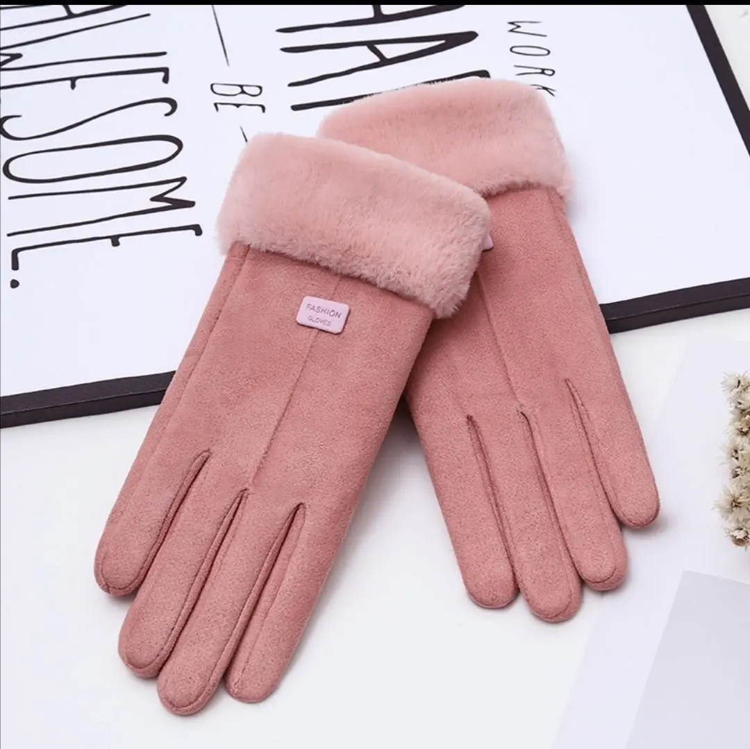

Новые Универсальные женские замшевые плотные ветрозащитные теплые перчатки для велоспорта Корейская версия для осени и зимы зимние перчатки