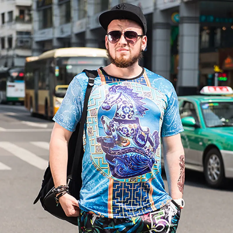 

Spring and summer new men's t-shirt personality trend large size men's clothing brand wholesale men's clothing supply