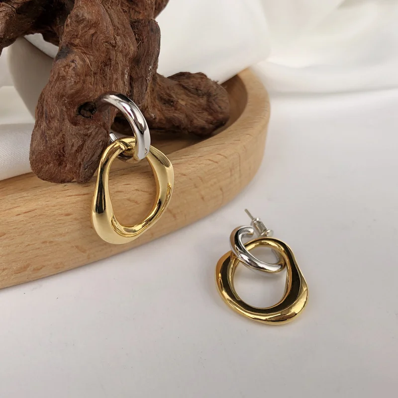 Kshmir Detachable dual-use Korean chic metal gold patchwork women's base earrings with free mail earrings and jewelry gifts
