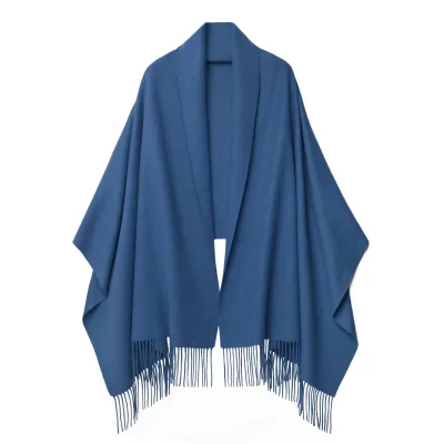 Натуральный чистый 100 кашемировый шарф, женская зимняя шаль, теплый мягкий шарф, шерстяной Женский плотный шарф из пашмины, накидка, палантин - Цвет: Blue