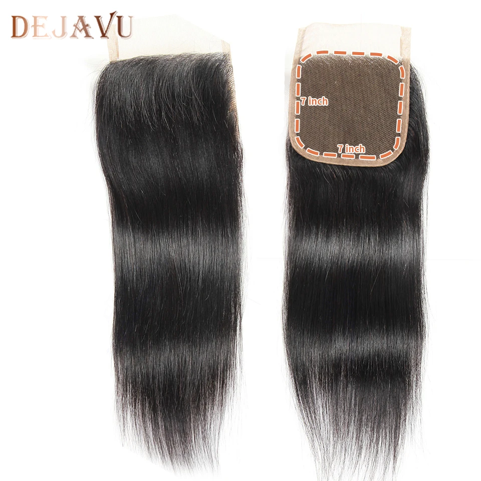 DEJAVU remy hair 7*7, прямые бразильские волосы,, человеческие волосы, натуральный цвет, предварительно выщипывающиеся волосы
