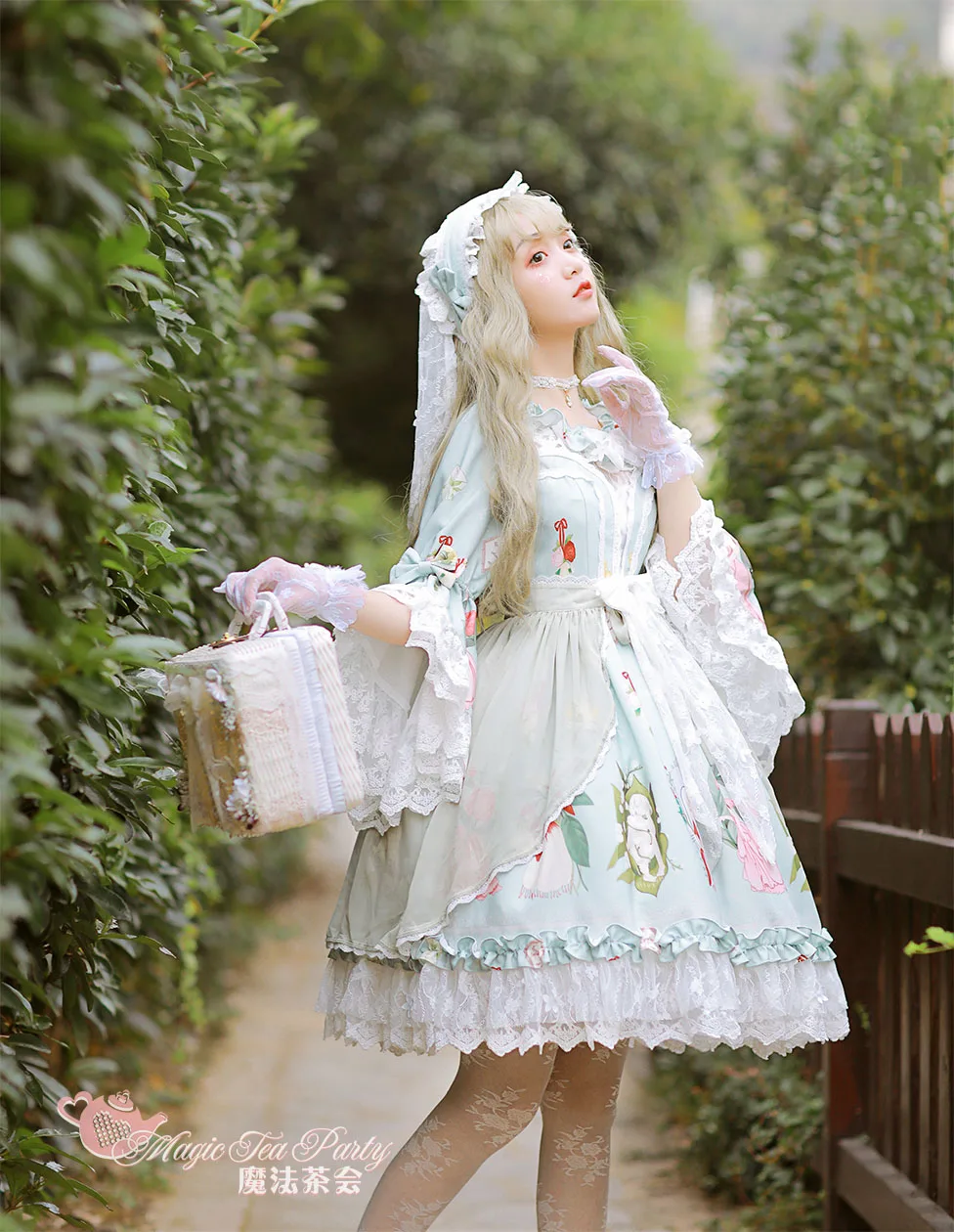 Ada's Flower~ винтажное печатное платье лолиты с расклешенными рукавами от Magic tea Вечерние