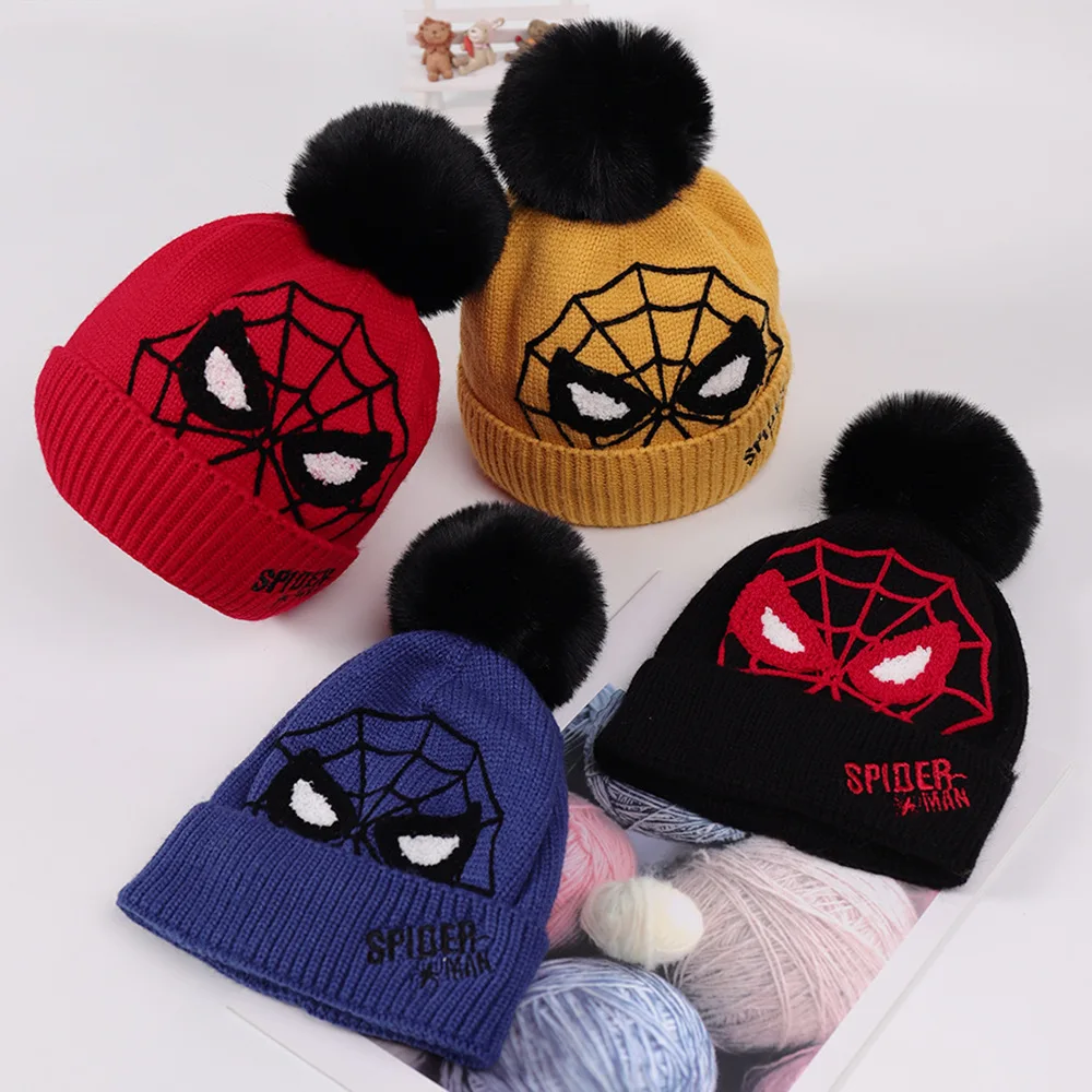 

Baby boy girl pompom hat Cartoon children knit hat autumn and winter new big hair ball kids hat Korean comfortable warm wool cap