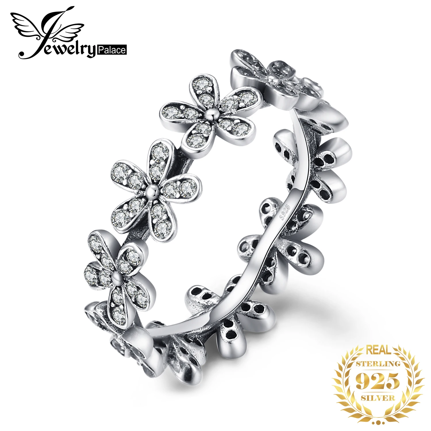 Jewelrypalace 925 стерлингов Серебряные кольца группы ромашка цветок джунглей обруч