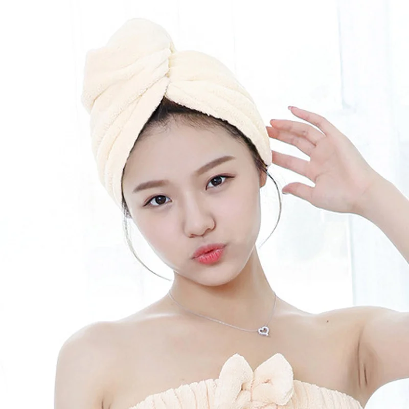 

New Coral Velvet Magic Female Rapid Hair Drying Towel Polyester Microfiber Quick-drying Fast Absorbent Soft Cap 23x63CM