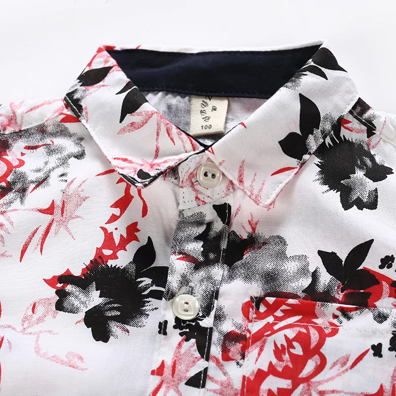 Summer Wear Korean-style New Style CHILDREN'S Shirt Plant Flower Print Shirt Korean-style Children Shirt