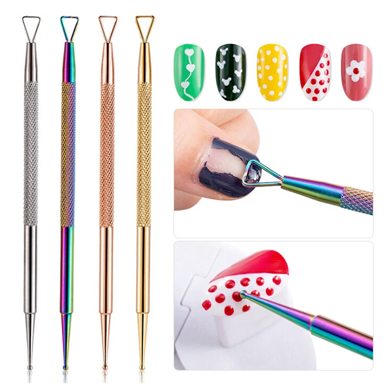 

Double-end Push UV Gel Polish Remover Dotting Painting Manicure Nail Art Triangle Rod Cleaner Grinding Finger Tool