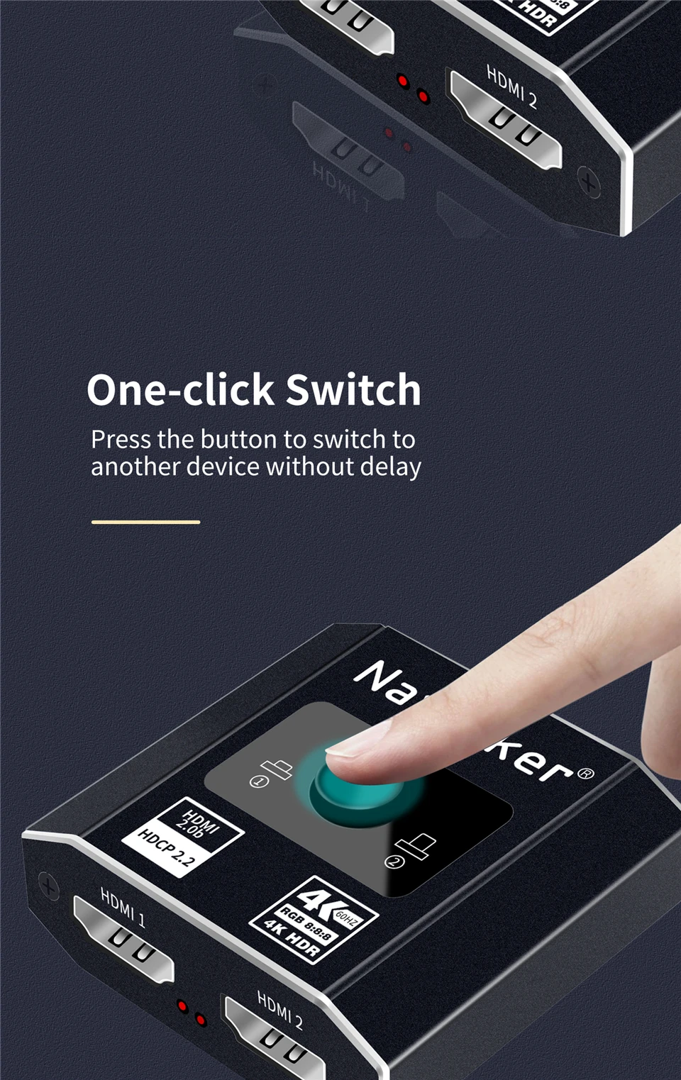 HDMI 2.1 Splitter Switch 8K 60Hz 4K 120Hz 2 in 1 out for TV Xiaomi Xbox SeriesX
