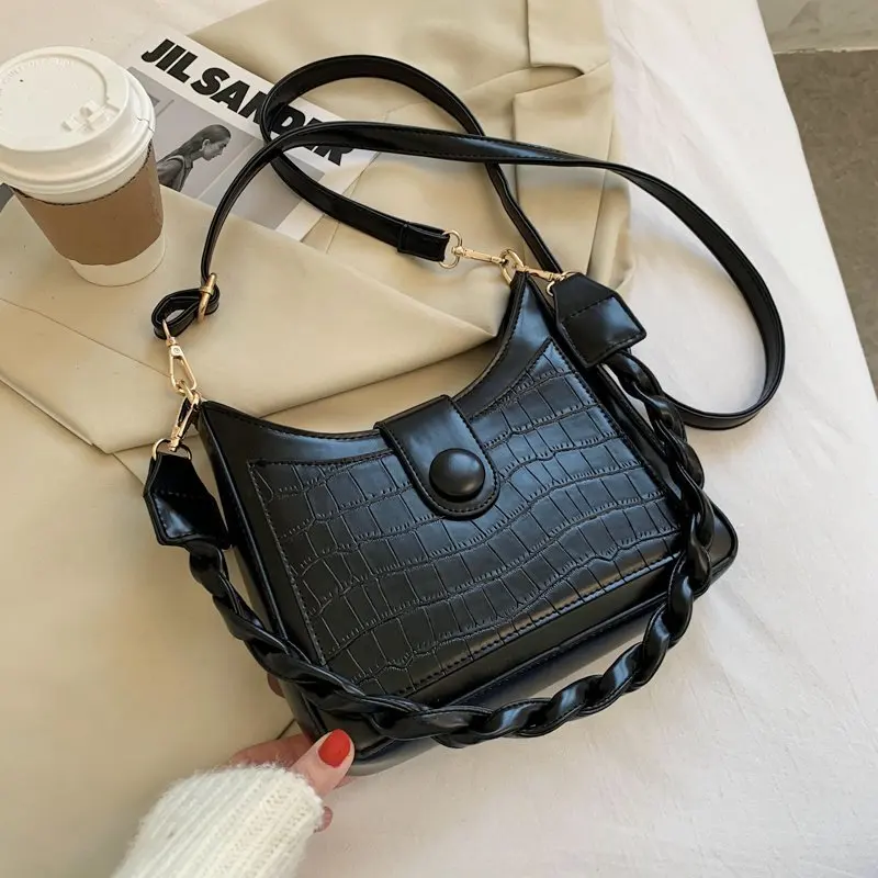 Small Chain Crocodile Pattern PU Leather Crossbody Bags for Women 2020 Shoulder Handbags Lady Belt Design Cross Body Bag | Багаж и сумки