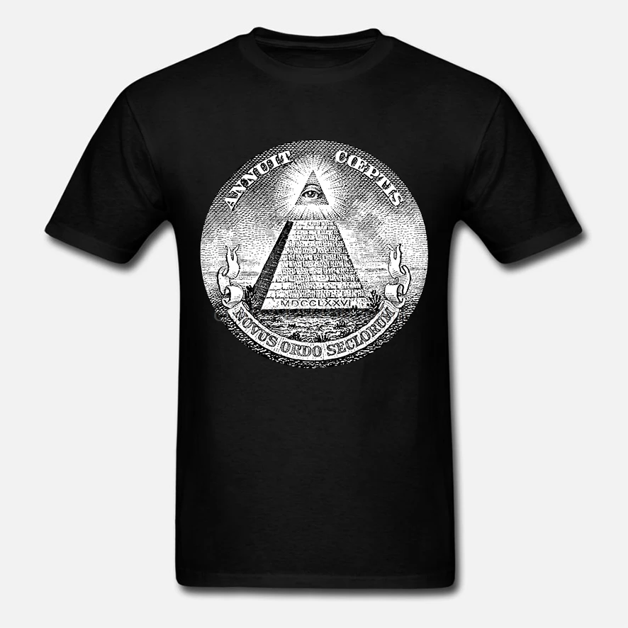 Illuminati футболка Annuit Coeptis треугольный глаз рептилий 1 доллар логотип обратный Новый