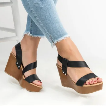 

New Women Wedges Platform Sandals Summer Slip On Ladies High Heels Shoe Woman Fashion Open Toe Casual Female Footwear