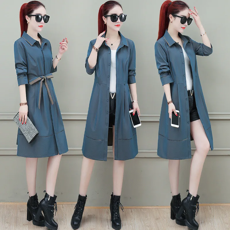 

Coat Women's Early Autumn Slimming Elegant Mid-length Trench Coat 2019 New Style Two August Medium Length Korean-style Short Sig