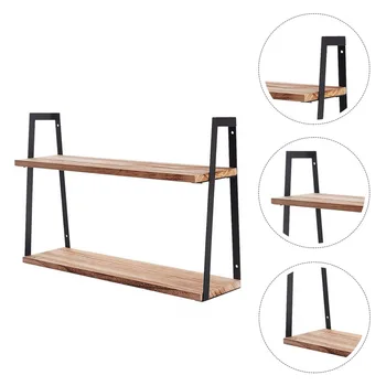 

Wall Hanging Wooden Board Iron Shelf Wall Mounted Storage Rack (Chocolate)