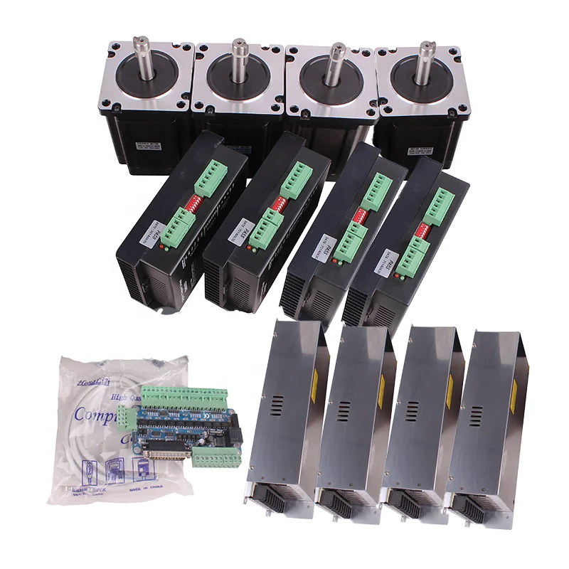4Axis CNC Kit Nema34 12Nm Stepper Motor With Mach3 Breakout Board Driver DM860D And Power Supply |