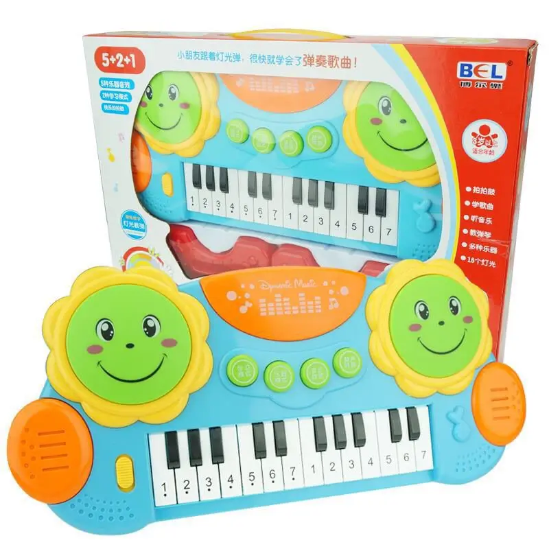 

Bel Music Drum Electronic Keyboard Hand Drum Teach Play Light Music Children Musical Instrument Toy 3003