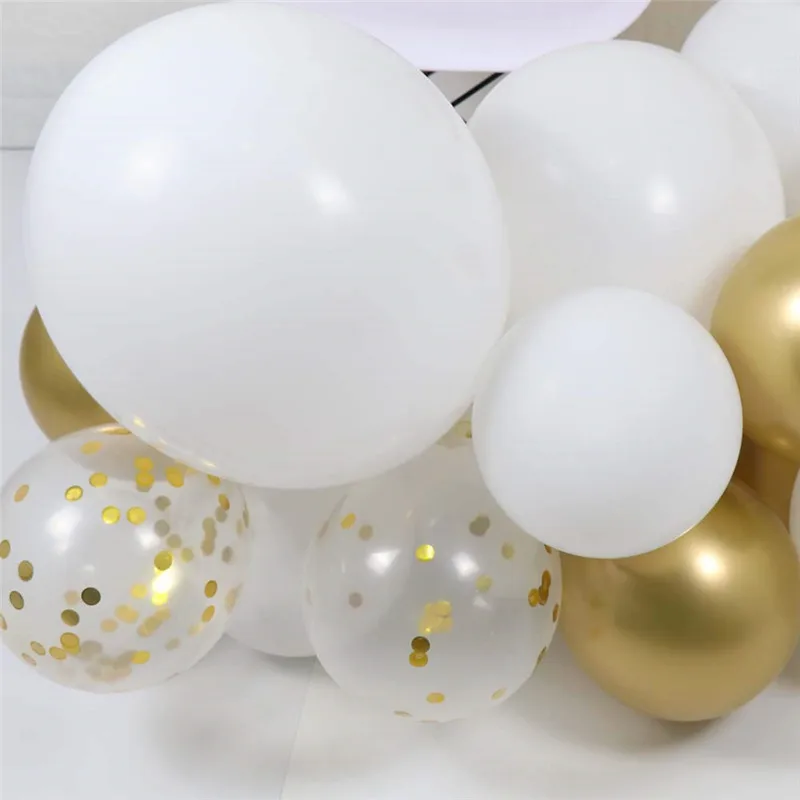 Diy 12 дюймов 10 Золотой металлический шар гирлянда арочный комплект белый розовый