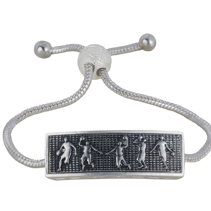 Регулируемый баскетбольный браслет с горкой для мужчин, серебряная цепочка со змеей, браслеты на заказ, мужские спортивные хип-хоп ювелирные изделия, новинка