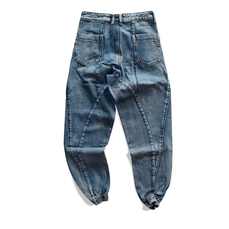 Men Fashion Casual Jeans Pants Street Loose Haren Jeans Pants For Male Washed (4)
