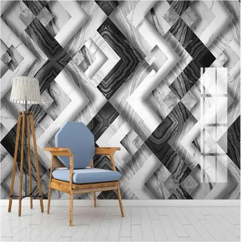 

milofi custom large 3d wallpaper mural jazz white geometric marble tile TV sofa background wall