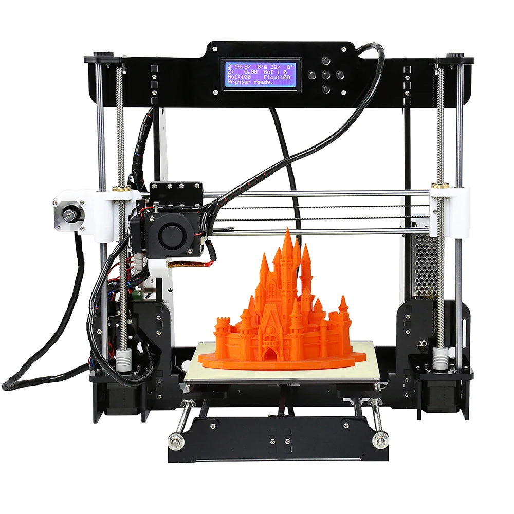 Anet A8 3d принтер MK8 экструдер насадка настольный 3d Принтер Комплект самостоятельной сборки акриловая рамка ЖК-экран Стандартный с 10 м нити