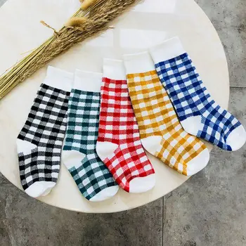 

Baby Girls sock knee high Socks Cotton Plaid Pattern Knee Socks Kid Clothing unisex Toddler Boot Socks Cartoon