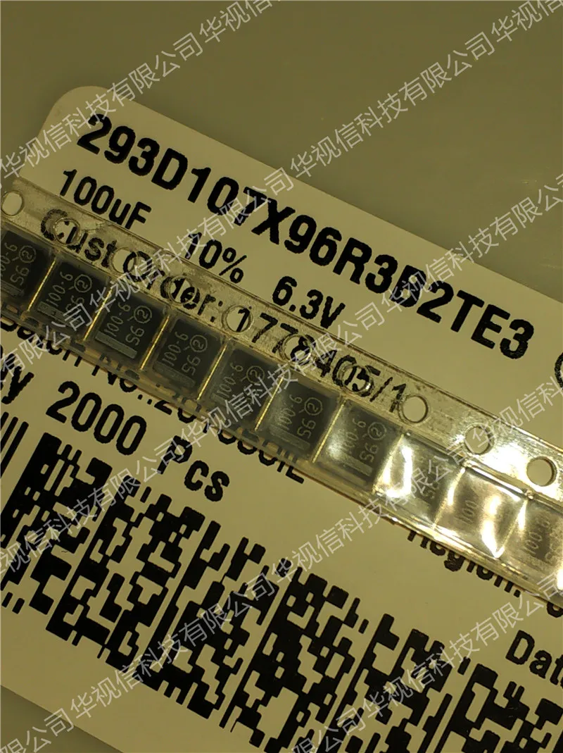 293D107X96R3B2TE3 Танталовые Конденсаторы-Твердые SMD 100 мкФ 6,3 вольт 10% B корпус литой чип