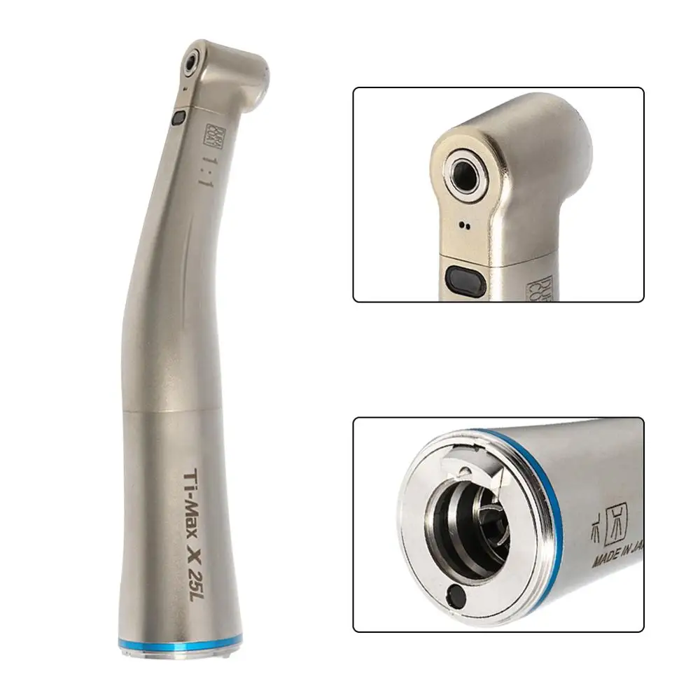  Dental LED Optic Fibre Straight Nose Contra Angle Low Speed Handpiece Dental Air Turbine Ti-MAX - 4000355309466