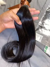 Mechones rectos de pelo humano Remy de 30 pulgadas, mechones con cierre, color perla negra