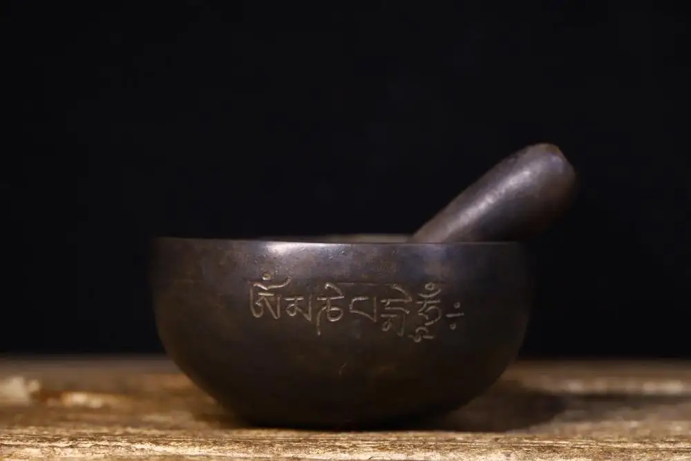

5" Tibet Buddhism Temple Old Bronze Tibetan Buddhist Instruments Buddhist Buddha Sound Bowl Turning Bowl Dorje Vajra Phurpa