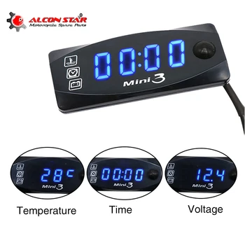 

Alconstar- KOSO Mini Style Instruction LED Display Meter Multi-Function 3 in 1 Air Temp+Time+Volt Meter Gauge Scooter Bike