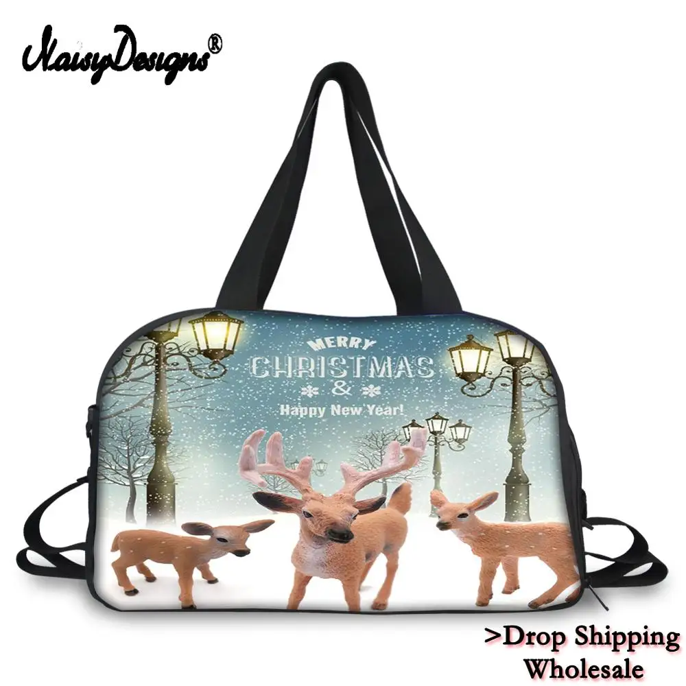 

2019 Custom New Best Quality Bags Large HandbagCapacity Men Women Christmas Elk Printing Shoulder Bags Weekend Tote Waterproof