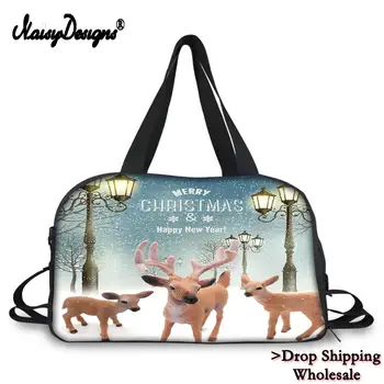 

2019 Custom New Best Quality Bags Large HandbagCapacity Men Women Christmas Elk Printing Shoulder Bags Weekend Tote Waterproof