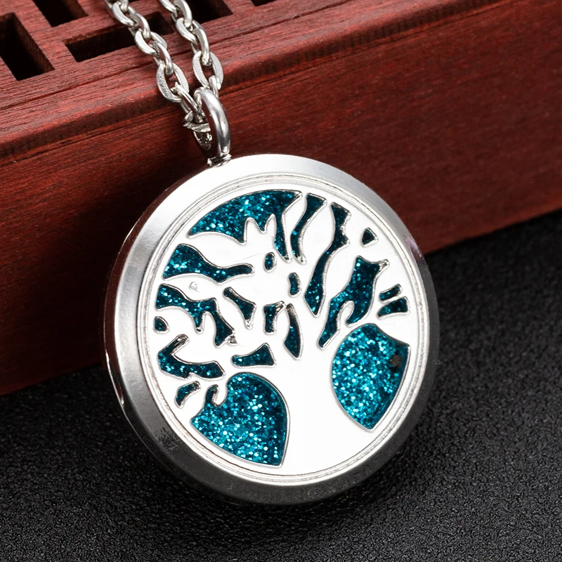 

2020 new tree of life aromatherapy necklace alloy open perfume small box essential oil diffuser necklace aromatherapy jewelry la