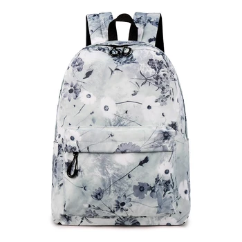

JHD-Women Backpack Chinese Ink and Wash Painting Lotus Flower Backpack Teenage Girls School Bag Travel Bag