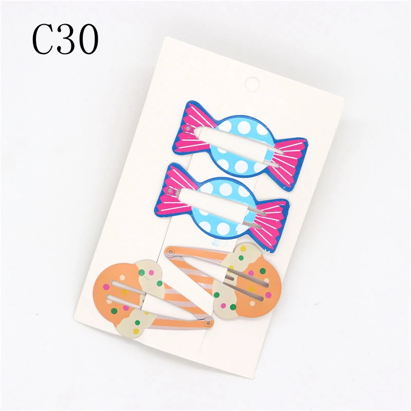 C30 4 шт. заколки для волос с изображением животных из мультфильмов, заколки для волос, аксессуары для волос, металлические заколки, милая повязка с заколкой для волос для детей - Цвет: C30