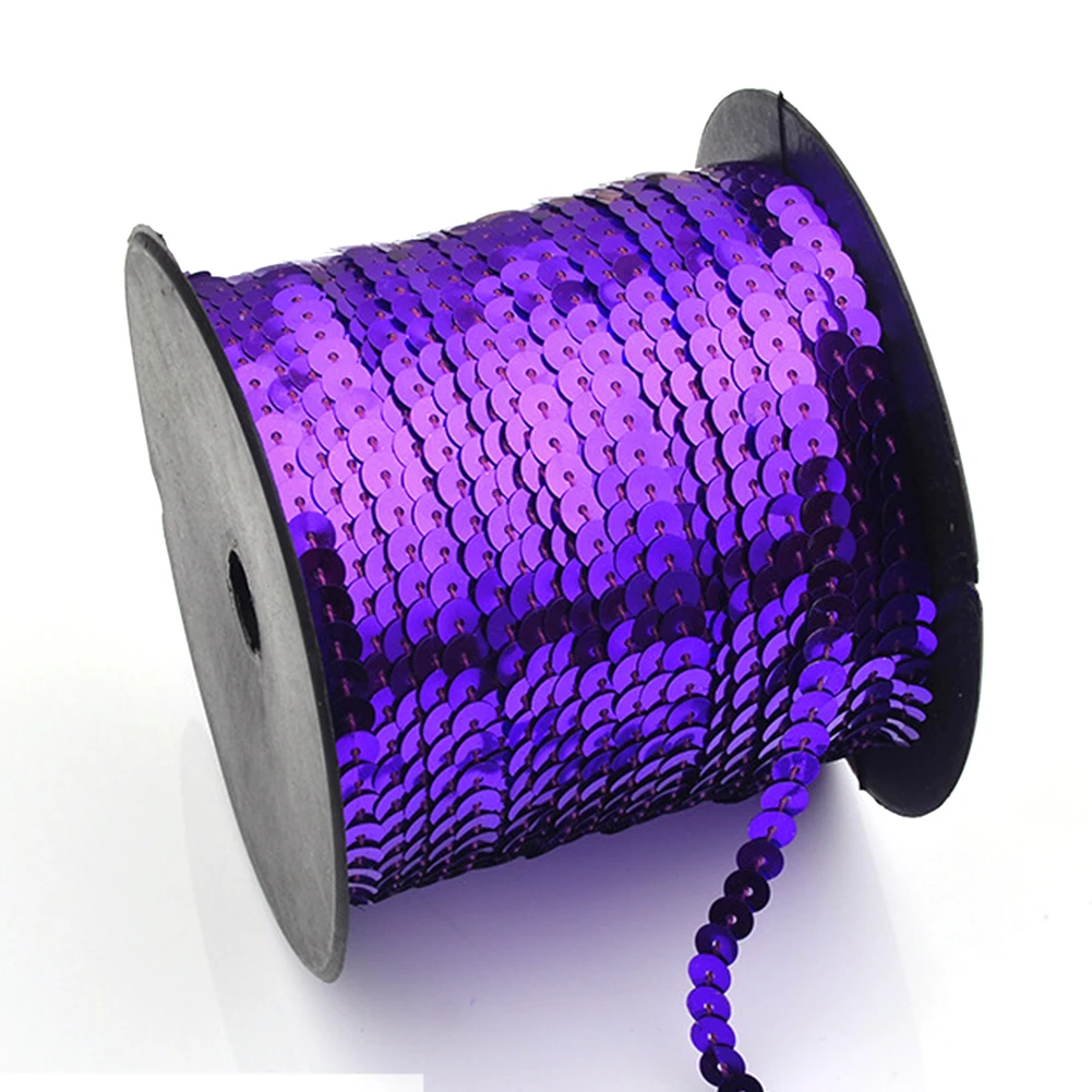 Purple Glitter Sequin Fabric For Dress Embellish Ribbon Sewing Craft Flat Strings Lights Trim - Цвет: Purple
