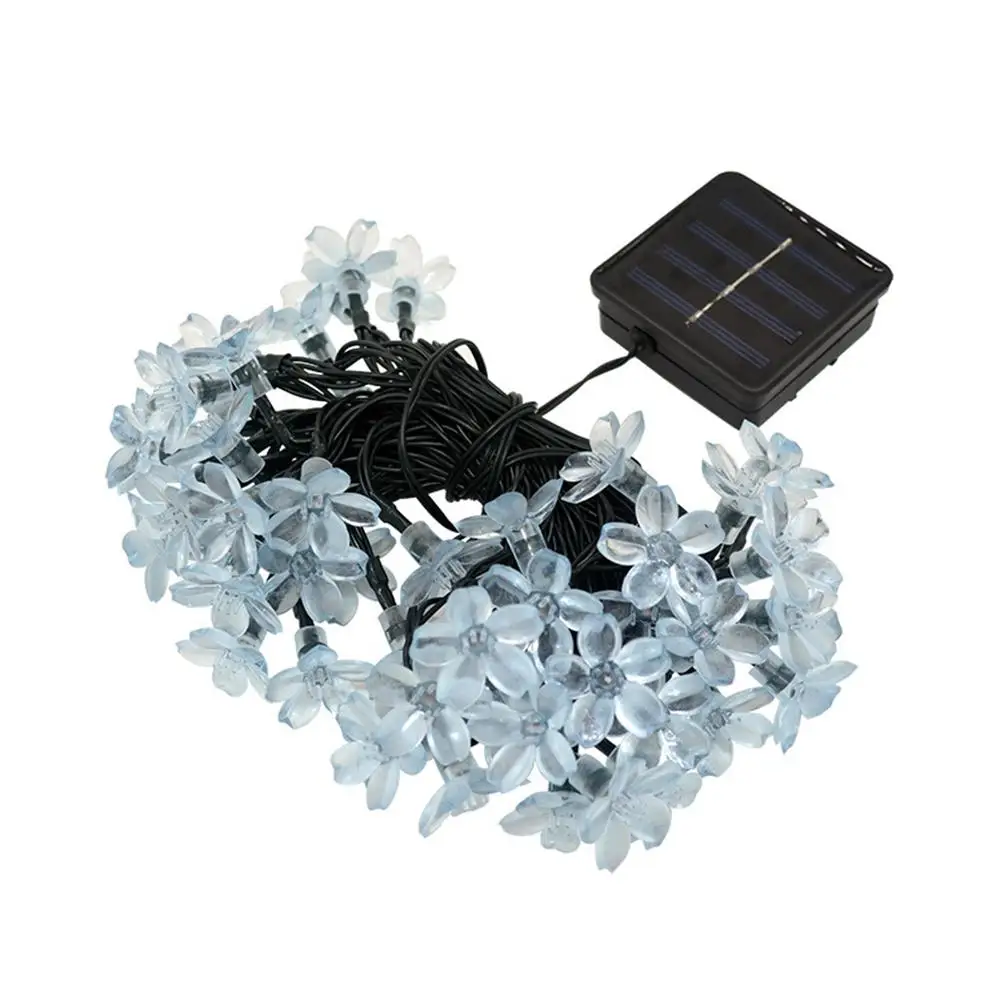 7M 50 LEDs Waterproof String Cherry Blossoms Flower String Light Solar Powered Fairy Lights for Outdoor Garden Holiday Decor