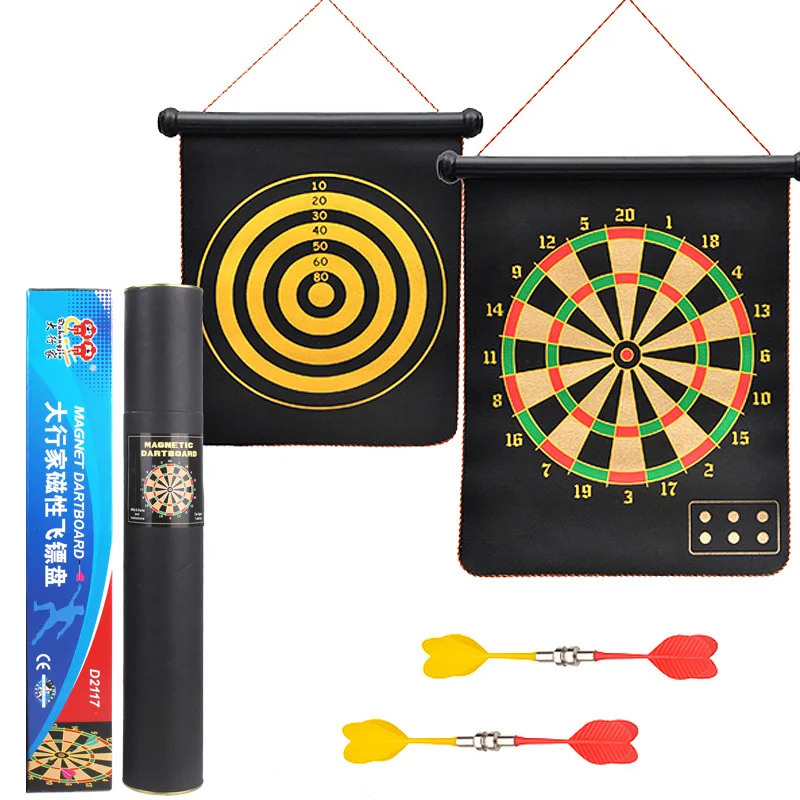 

12/15/17inch Target Dart Flocking Dartboard Board Magnetic Darts Set Double-sided Magnetic Suspended with 6 Magnetic Darts