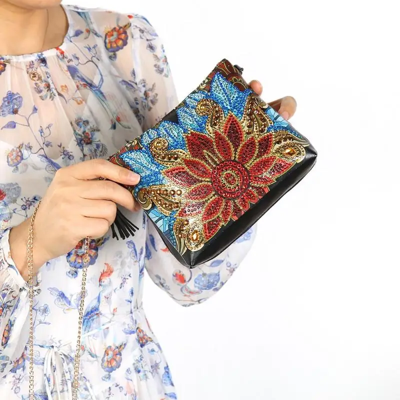 DIY цветок особой формы Алмазная картина цепь сумка кожаная женская клатч сумка для хранения Рождественский подарок ремесленные игрушки