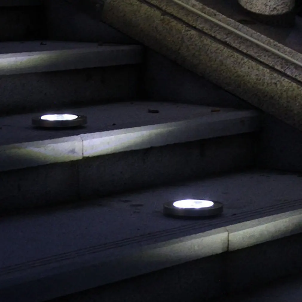 Solar Underground Light 8Led Stainless Steel Outdoors Ground Grass Light Solar Garden Disk Waterproof Light