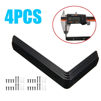 

4pcs Black L Shaped Angle Bracket Adjustable Wall Mounted Bearing Shelf Bracket DIY Home Bracket HardwareTools
