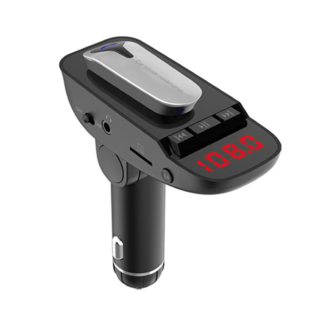 

MP3 Mobile Phone Charger Hands-free Wireless Headset For Safe Driving One-click Answering Bluetooth Earphone For Car Dual USB