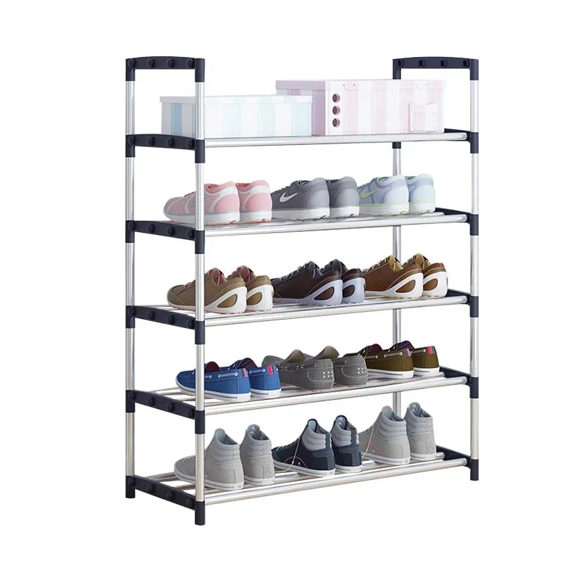 5-Tier Shoes Racks Shelf Large Stackable Shoes Cabinet Shelves Holds Shelf for Shoe Book Home Storage Shoes Organizer - Color: Light Grey