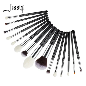 

Jessup Brand Black/Silver Professional Makeup Brushes Set Make up Brush Tools kit Foundation Powder T182