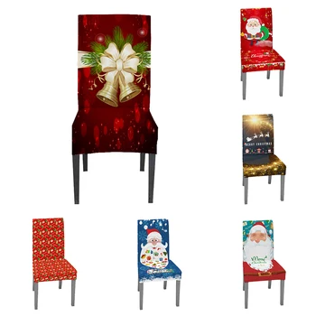 

Universal Size Big Chair Cover Christmas Stretch Slipcovers Santa Claus Xmas Home Decor Seat Slipcovers For Dining Room Hotel