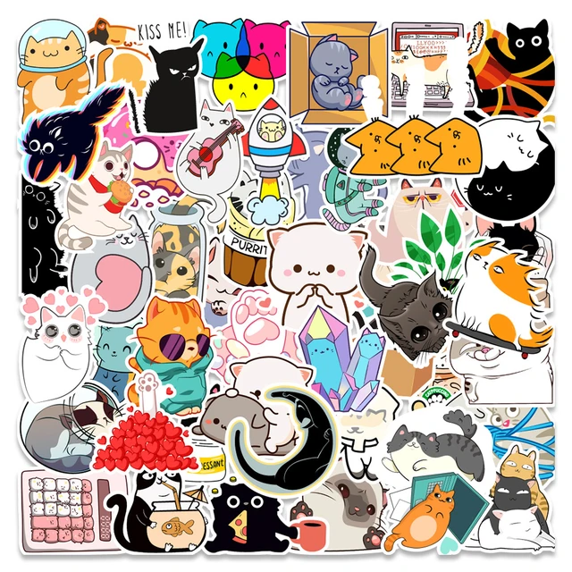 10/20/40 pçs kawaii gato dos desenhos animados adesivo bonito animais  decalques crianças brinquedo scrapbook portátil guitarra mala telefone  carro estacionário adesivo - AliExpress