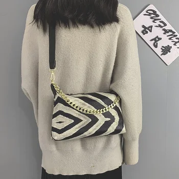 

Luxury Underarm Bag Designer Ladies Chain Bag for Women Vintage Leather Shoulder Bag Leopards Pattern Women Clutch Purse