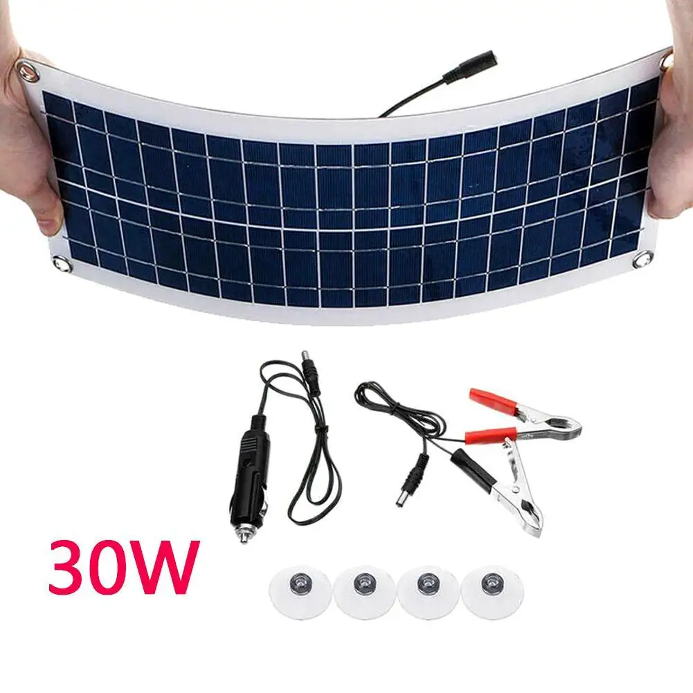 

30W Flexible Solar Cells Charger 5V Dual USB Output Devices Solar Panel for Smartphones Laptop Tablets Light Solar Cells Charger
